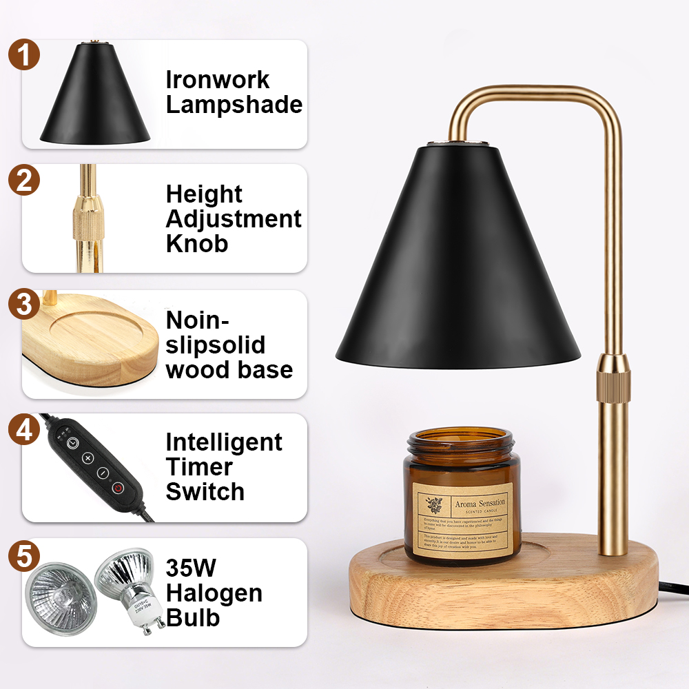 Holiday Candle Set - Black Candle Warmer Lamp with Timer