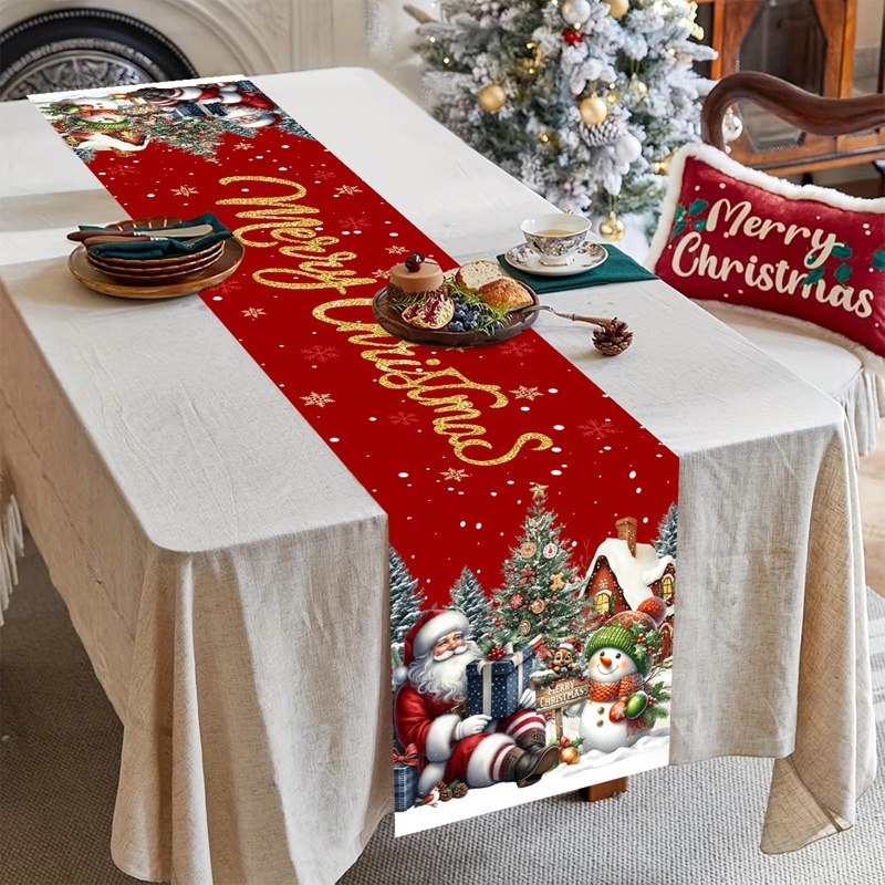 Christmas Santa Snowman Table  - Christmas Table Runner 评论和价格