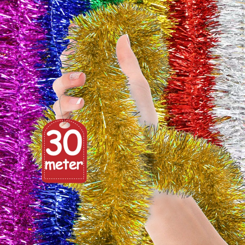 1.5/30M Long Bold Thicked Stri - Tinsel Garland Decoration 评论和价格