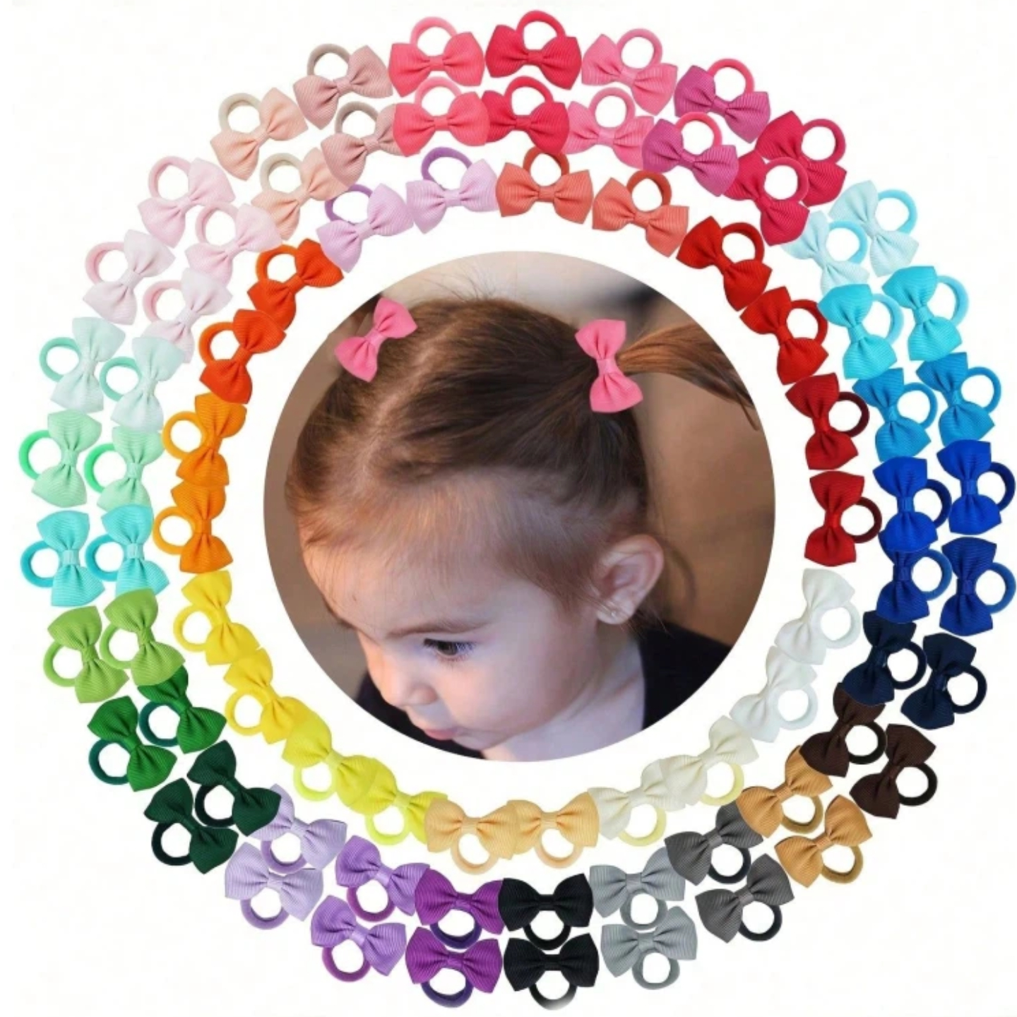 40/60/80 Baby Girls Hair Ties  - Ribbon Bow Gift 评论和价格