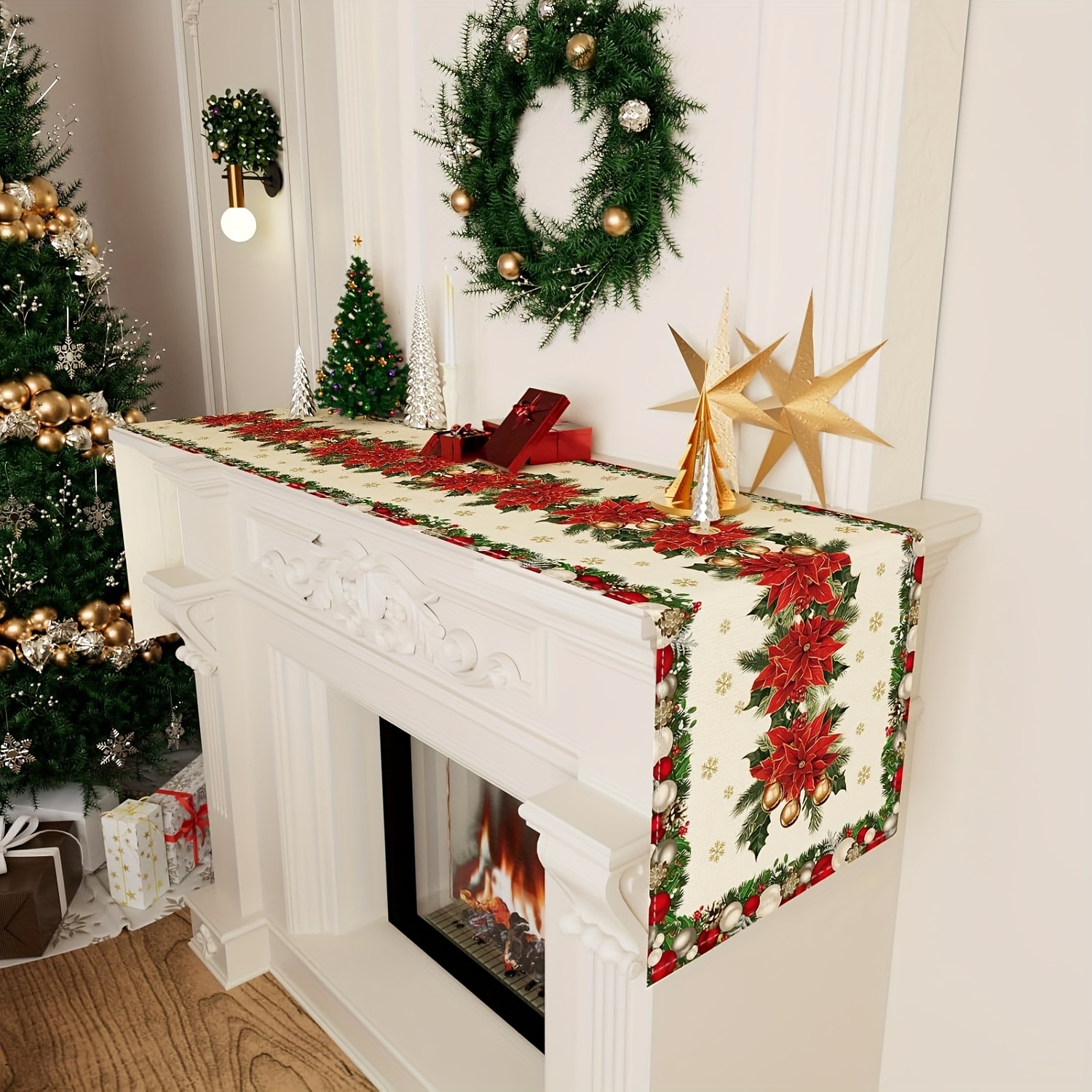 1pc Multi-Size Winter Floral T - Christmas Table Runner 评论和价格
