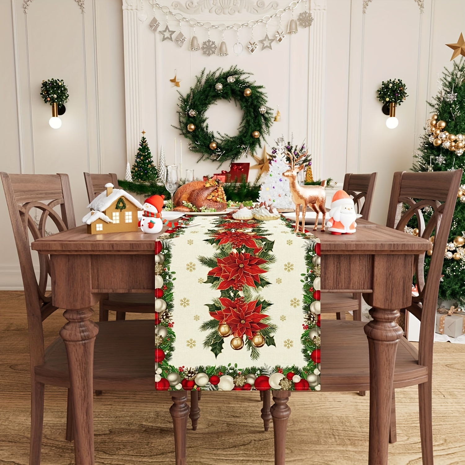 1pc Multi-Size Winter Floral T - Christmas Table Runner 评论和价格