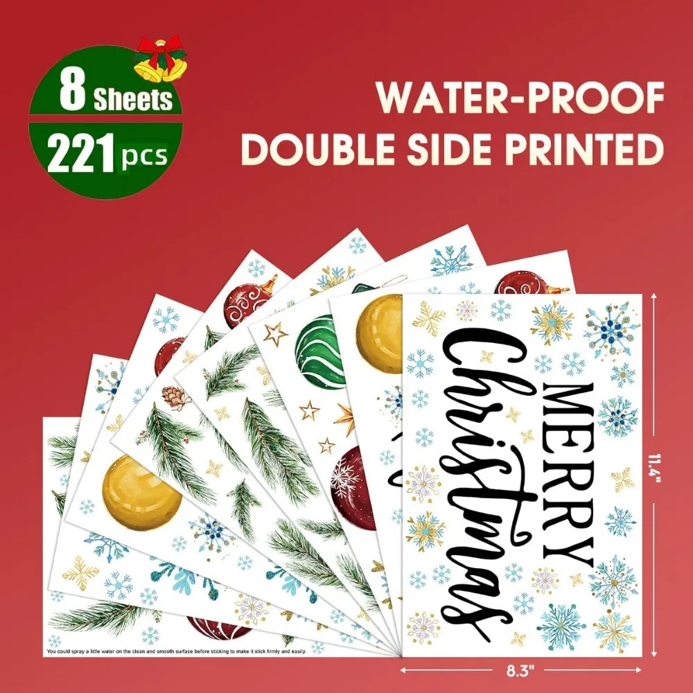 221 PCS Christmas Window Cling - Snowflake Window Decal 评论和价格