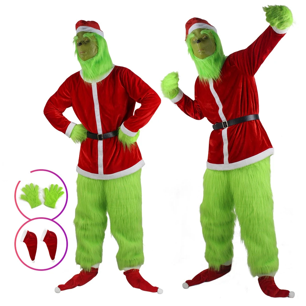 Merry Christmas Grinch Cosplay - Santa Hat Plush 评论和价格