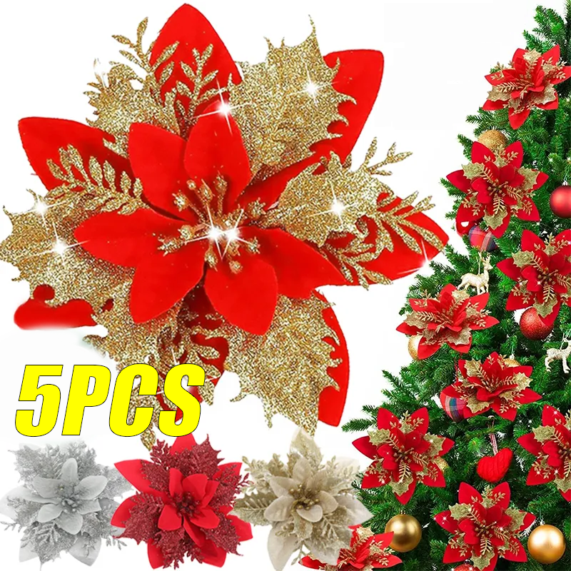 5PCS Christmas Flowers Christm - Christmas Tree Artificial 评论和价格