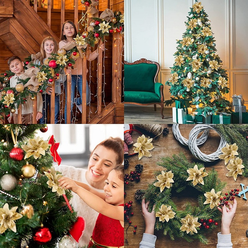 5PCS Christmas Flowers Christm - Christmas Tree Artificial 评论和价格