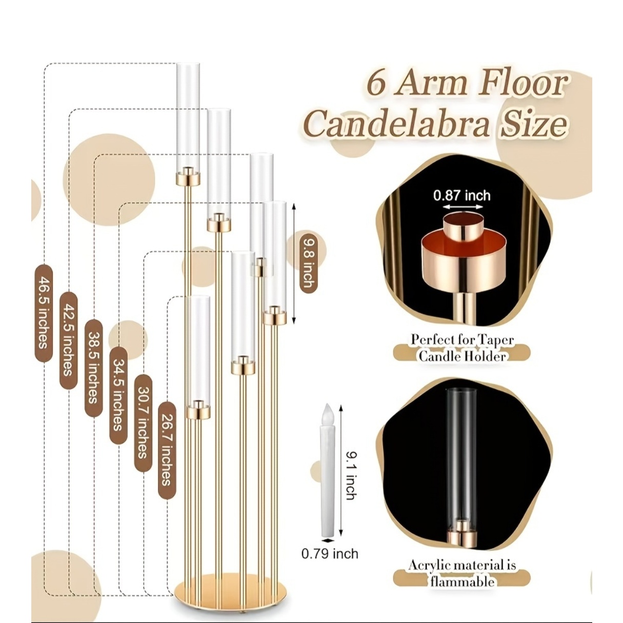 2 Sets Floor Candelabra 6 Arms - Holiday Candle Set 评论和价格