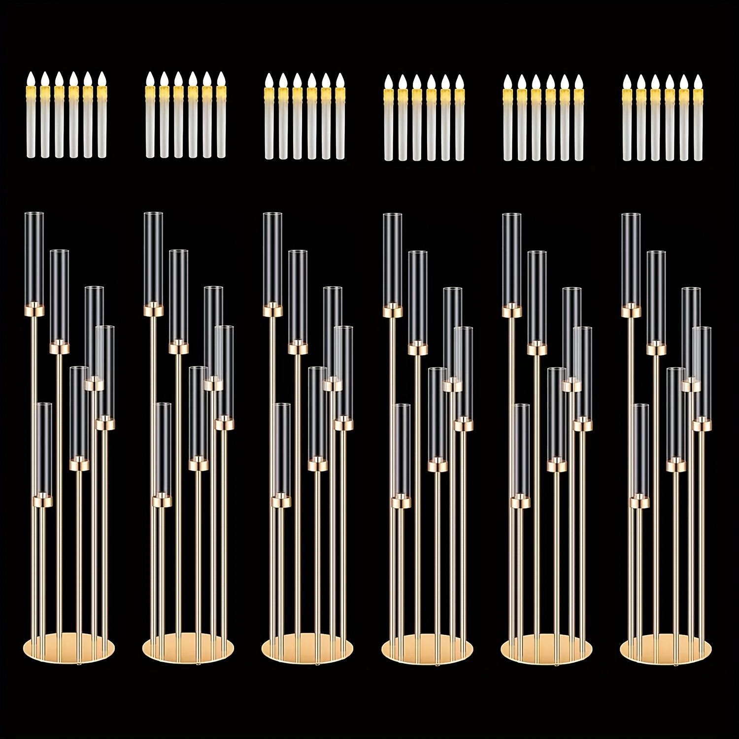 2 Sets Floor Candelabra 6 Arms - Holiday Candle Set 评论和价格