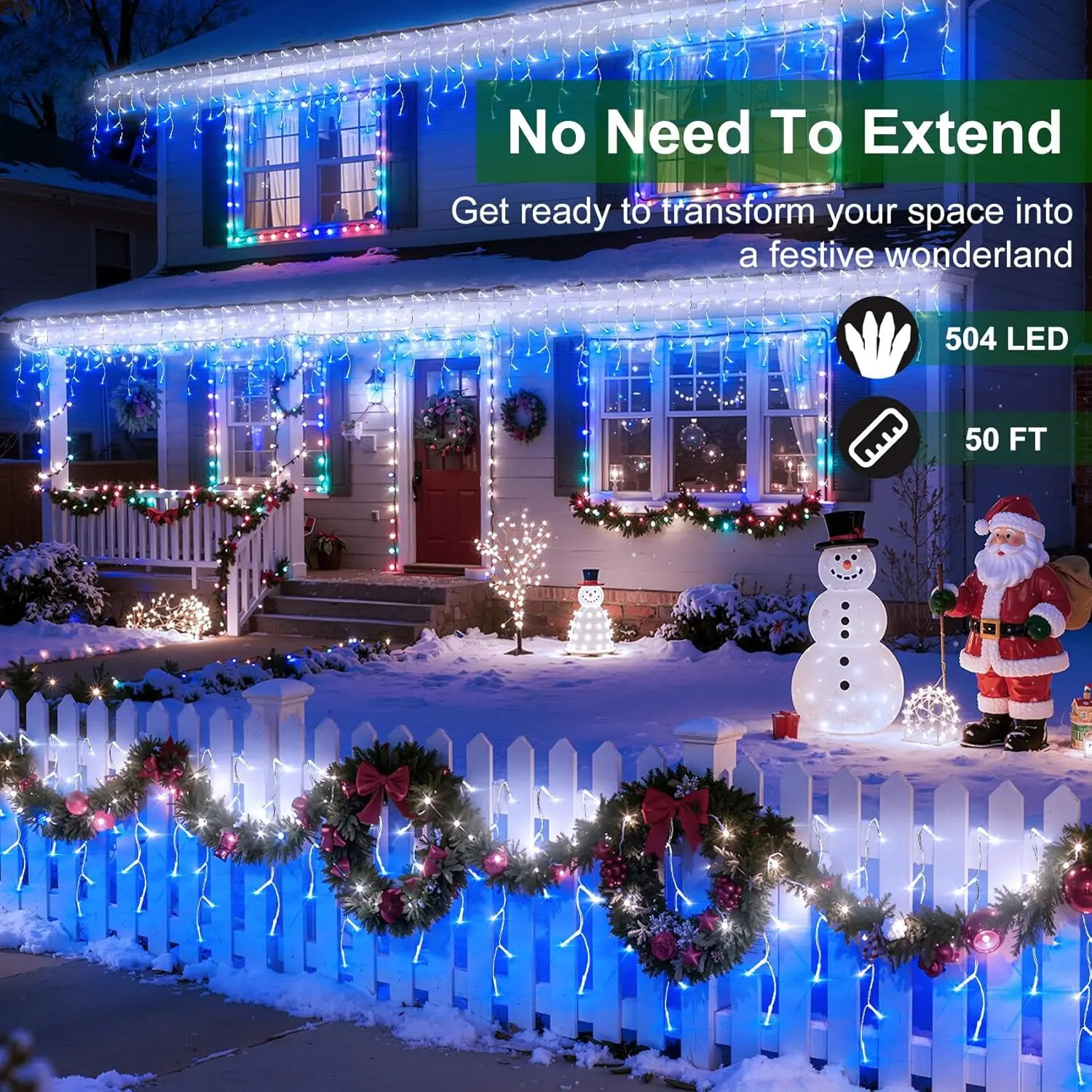 50ft 504 LED Icicle Lights, 12 - Led Fairy String Lights 评论和价格