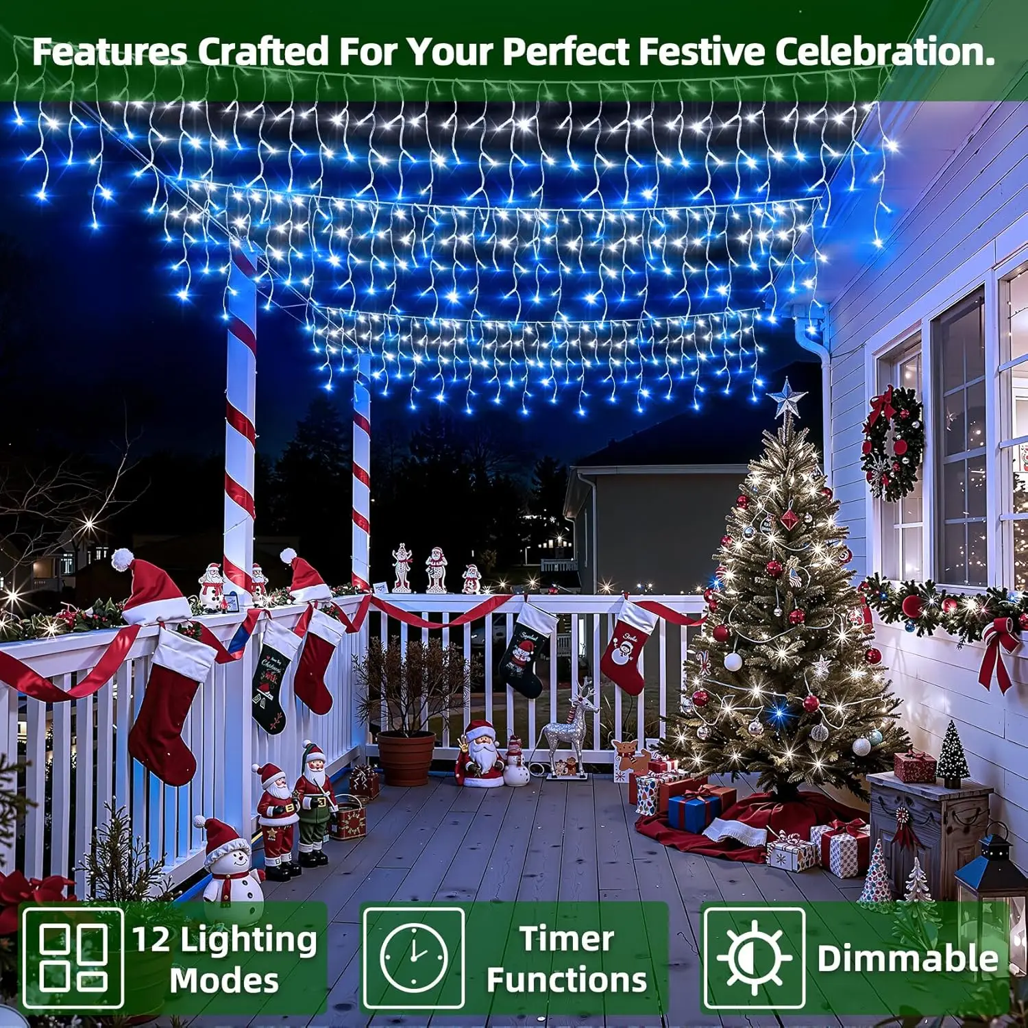 50ft 504 LED Icicle Lights, 12 - Led Fairy String Lights 评论和价格