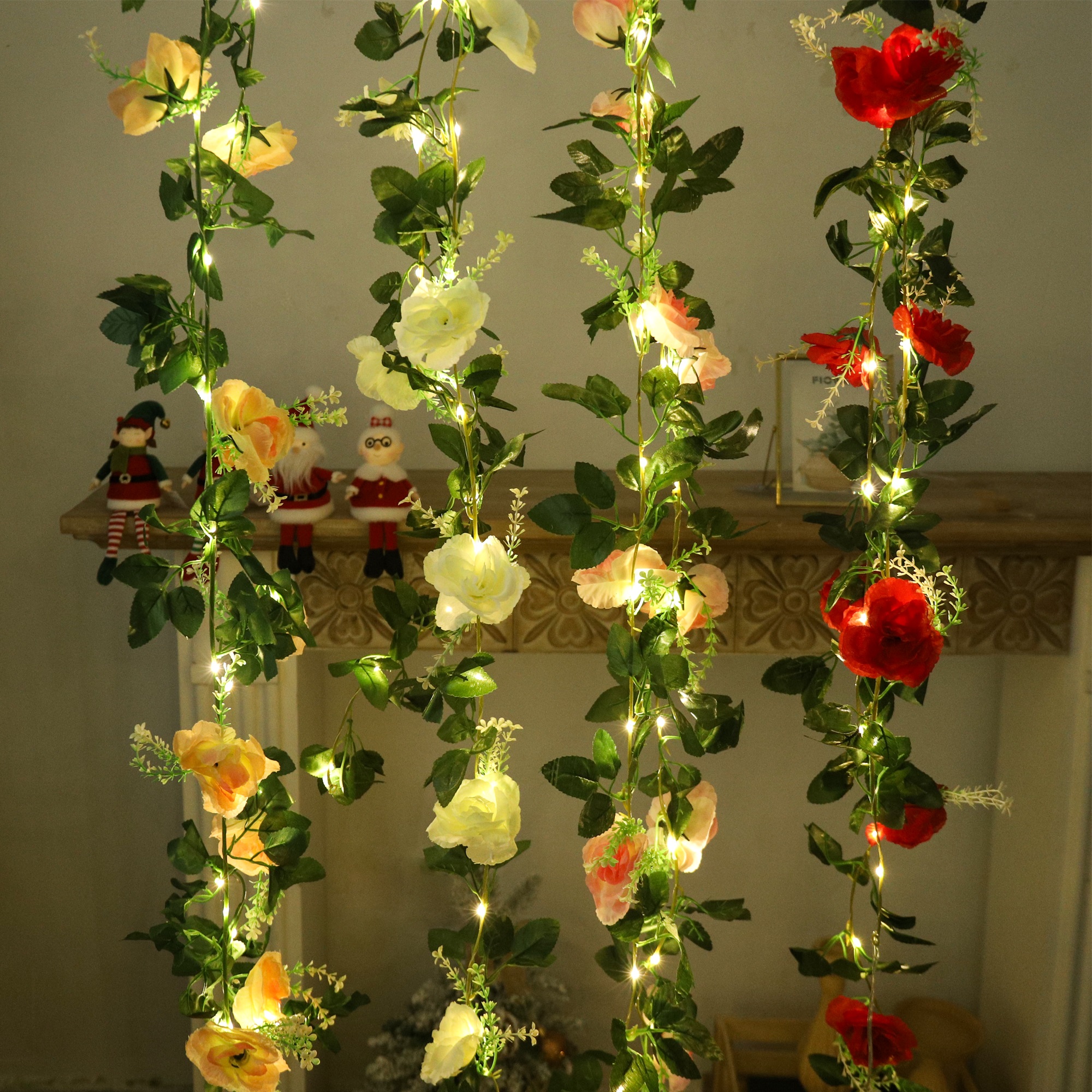 Rose LED Vine Light String Art - Christmas Wreath Fake 评论和价格