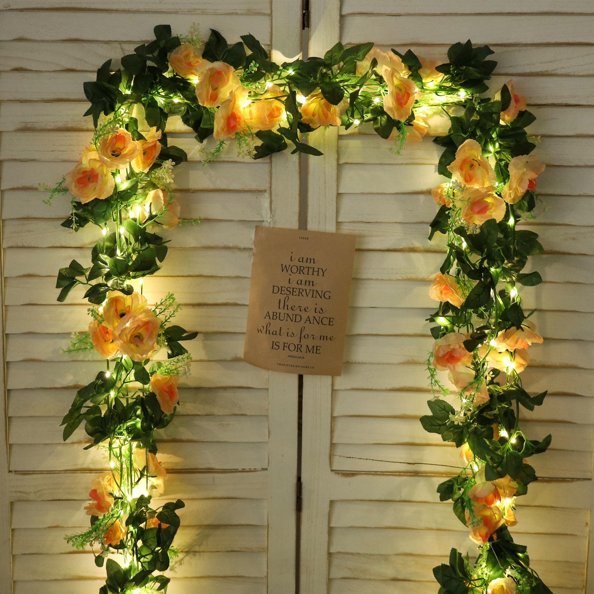 Rose LED Vine Light String Art - Christmas Wreath Fake 评论和价格