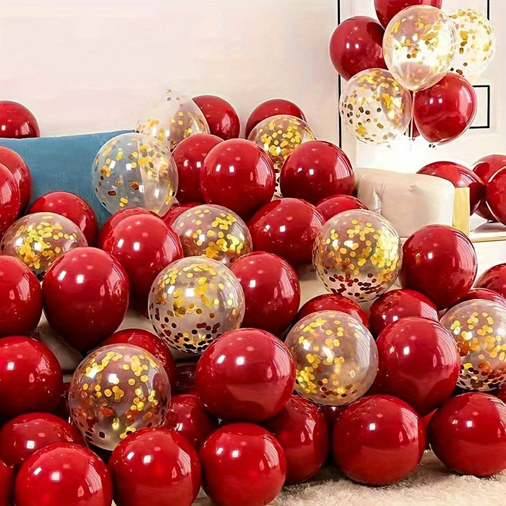 50pcs/pack Red Gold Balloon Ar - Tinsel Garland Decoration 评论和价格