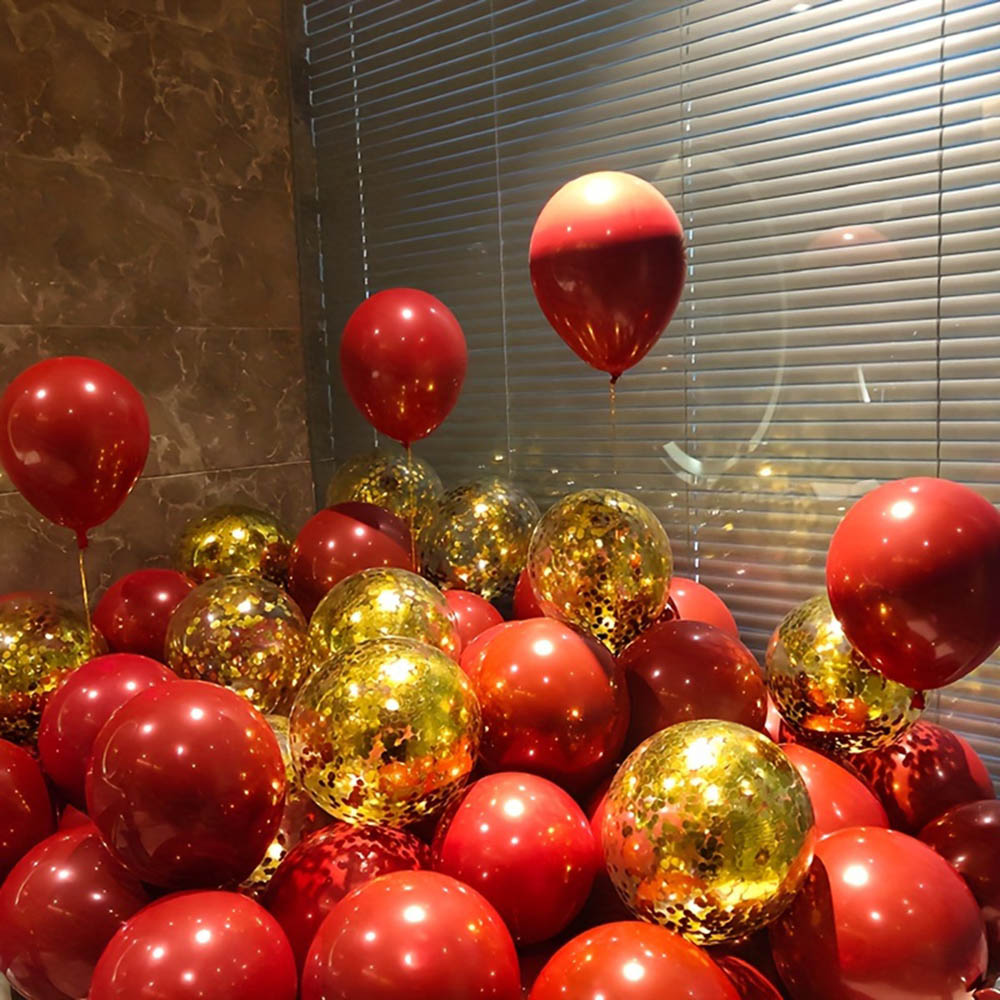 50pcs/pack Red Gold Balloon Ar - Tinsel Garland Decoration 评论和价格