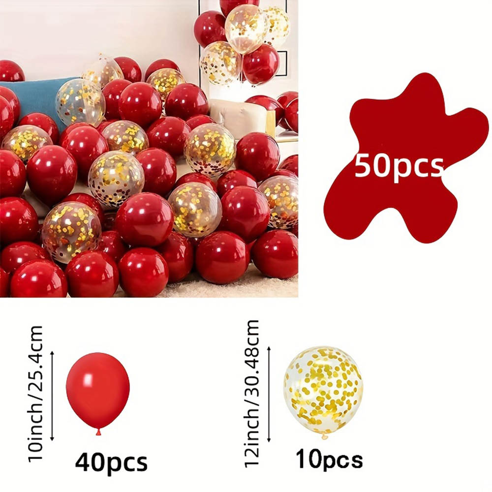 50pcs/pack Red Gold Balloon Ar - Tinsel Garland Decoration 评论和价格