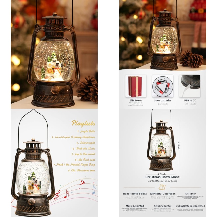 Christmas Decorations Snow Glo - Snow Globe Musical 评论和价格