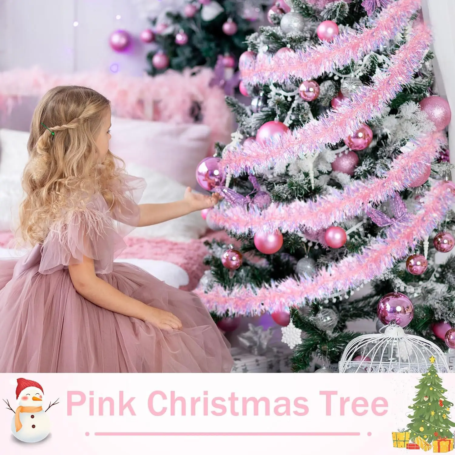 1-10PCS Pink Tinsel Garland Sh - Tinsel Garland Decoration 评论和价格