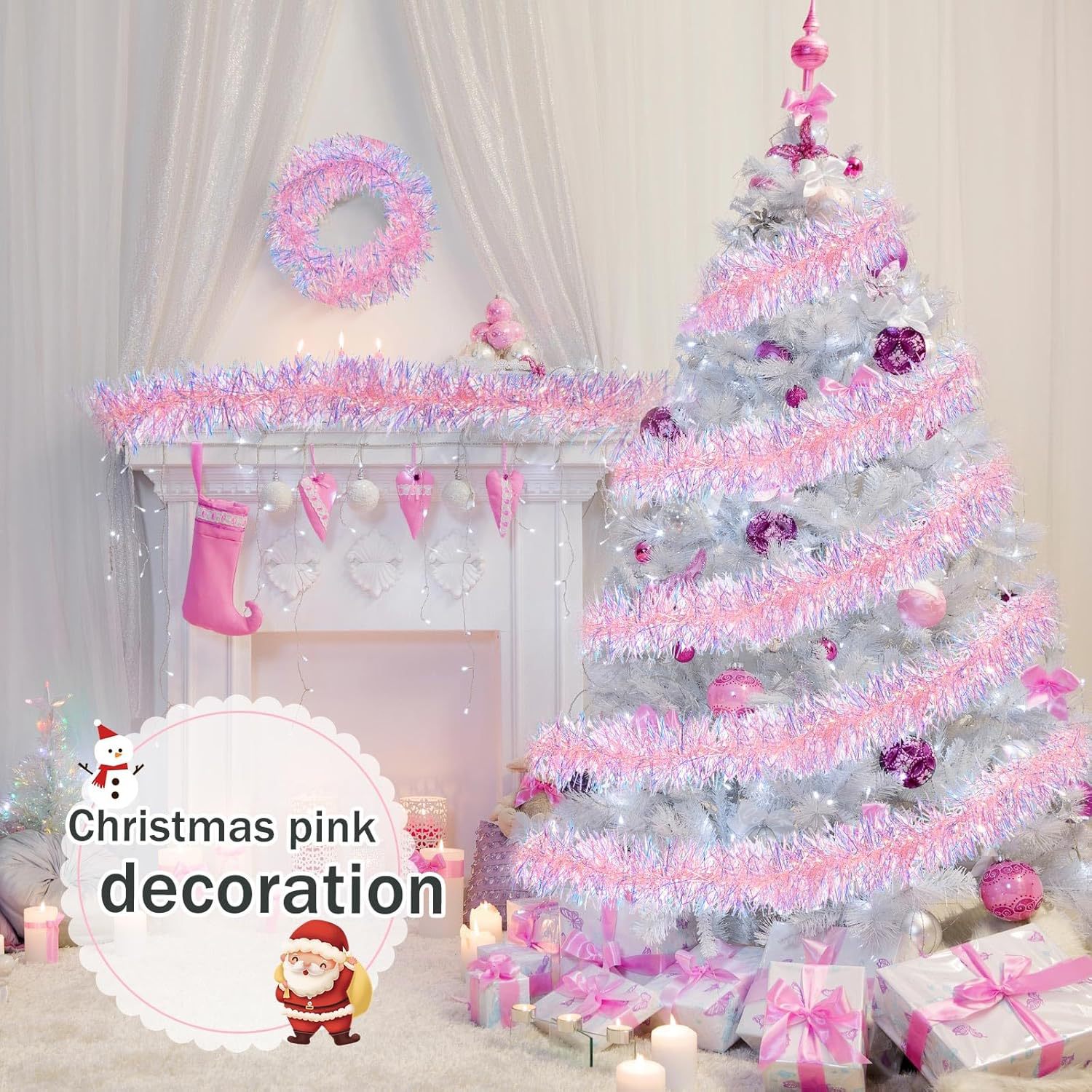 1-10PCS Pink Tinsel Garland Sh - Tinsel Garland Decoration 评论和价格
