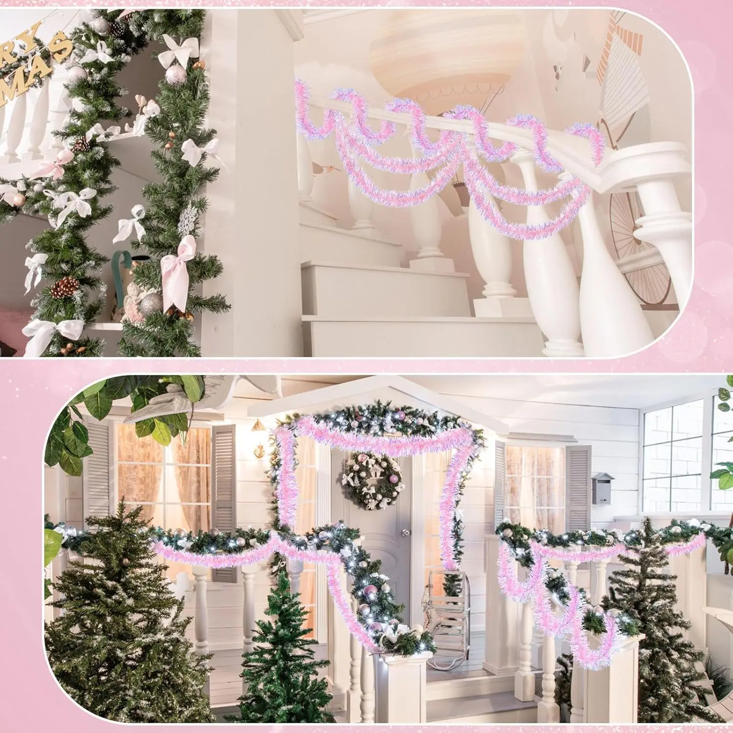 1-10PCS Pink Tinsel Garland Sh - Tinsel Garland Decoration 评论和价格