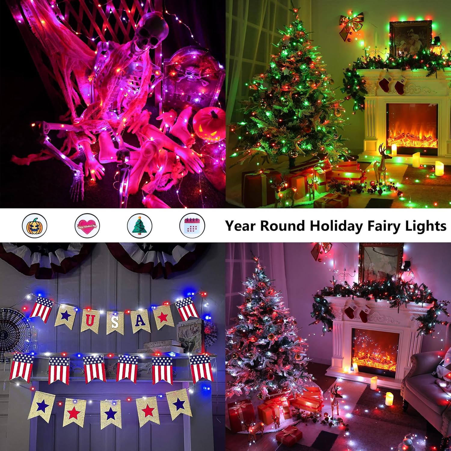 33ft 100 LED Red White Blue Fa - Led Fairy String Lights 评论和价格