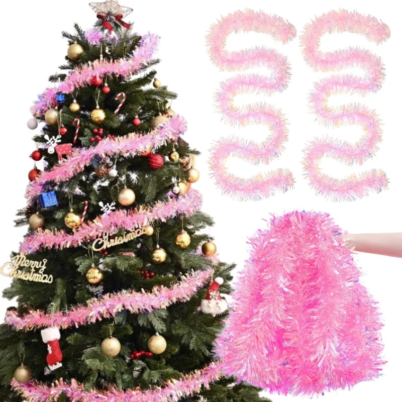 2M Pink Christmas Tinsel Garla - Tinsel Garland Decoration 评论和价格