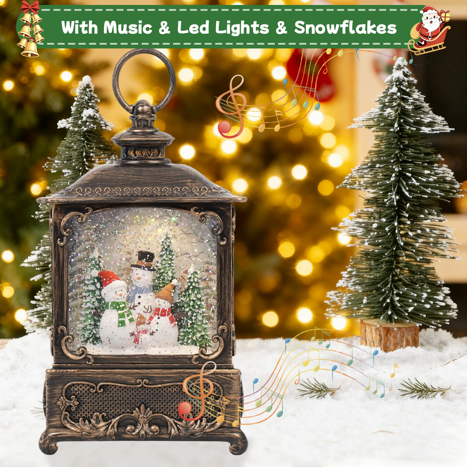 Music Snow Globe Lantern with  - Snow Globe Musical 评论和价格