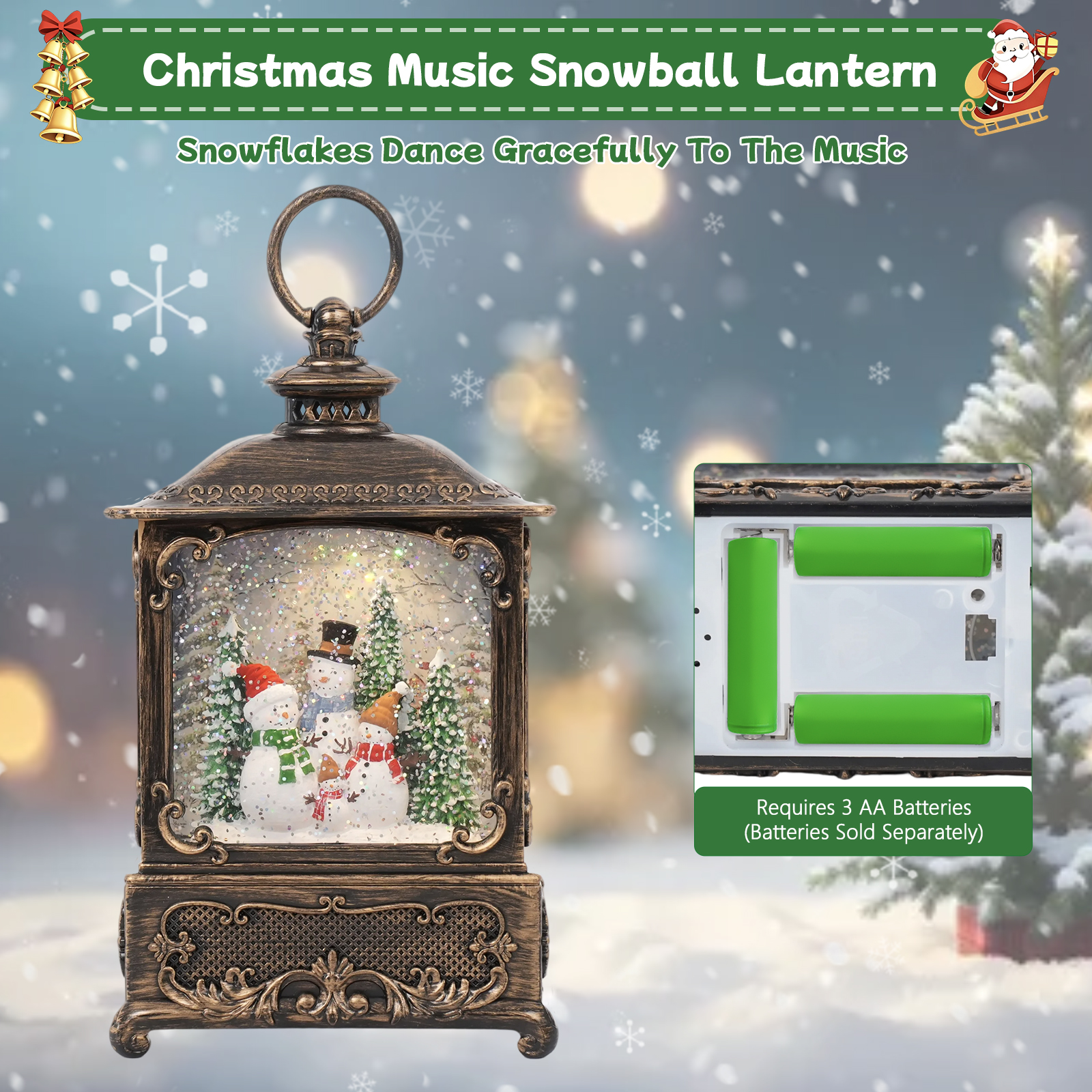 Music Snow Globe Lantern with  - Snow Globe Musical 评论和价格