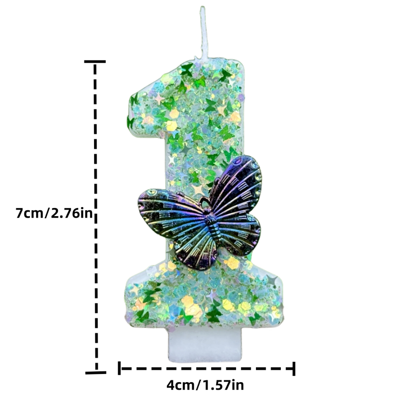 1Pc Green Sequins Number 0-9 B - Holiday Candle Set 评论和价格