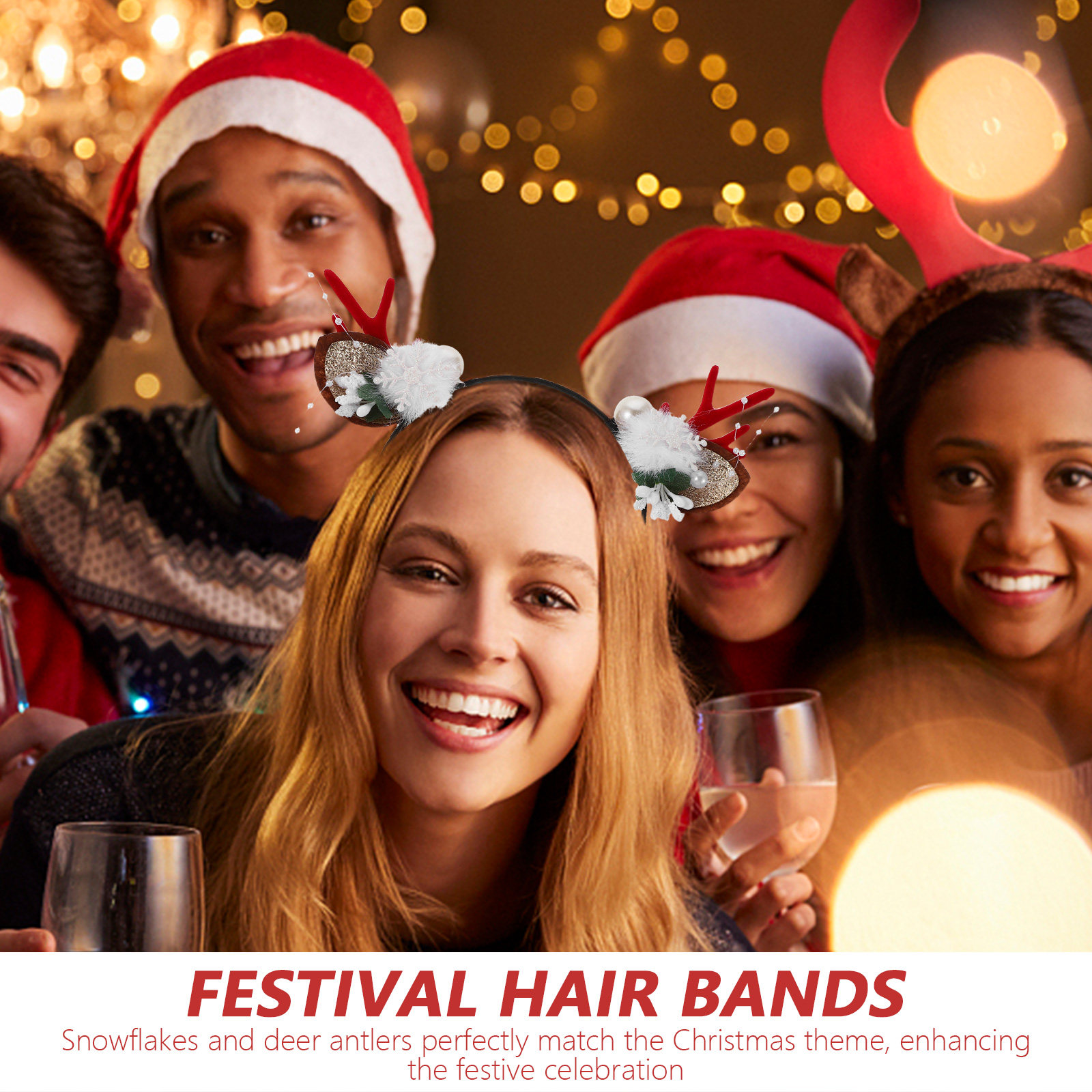4Pcs Festive Reindeer Antlers  - Reindeer Antlers Headband 评论和价格