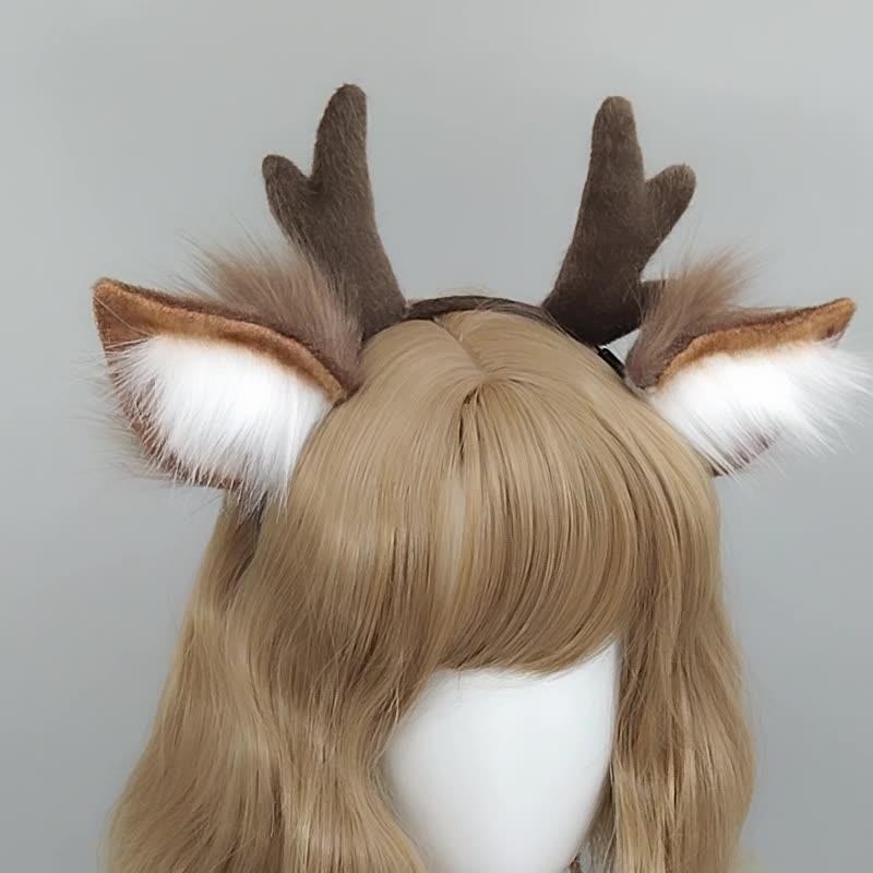 Handmade Animal Fur Antler Hea - Reindeer Antlers Headband 评论和价格