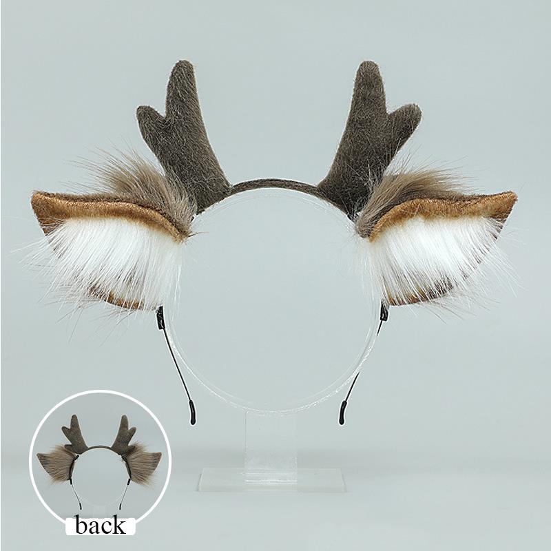 Handmade Animal Fur Antler Hea - Reindeer Antlers Headband 评论和价格