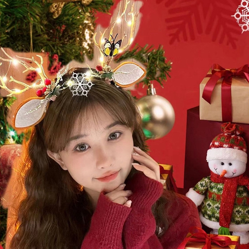 New Year Hair Hoop Girls Led G - Reindeer Antlers Headband 评论和价格