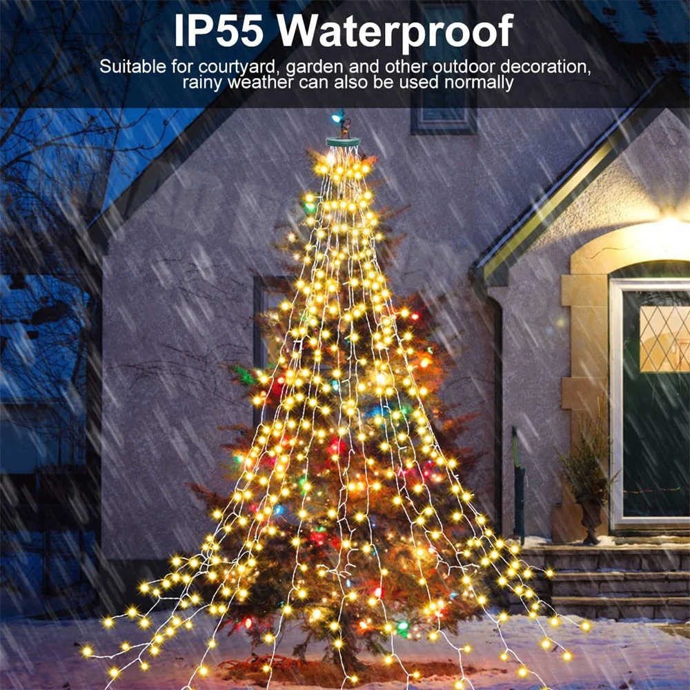 Christmas Tree Waterfall Light - Star Tree Topper 评论和价格