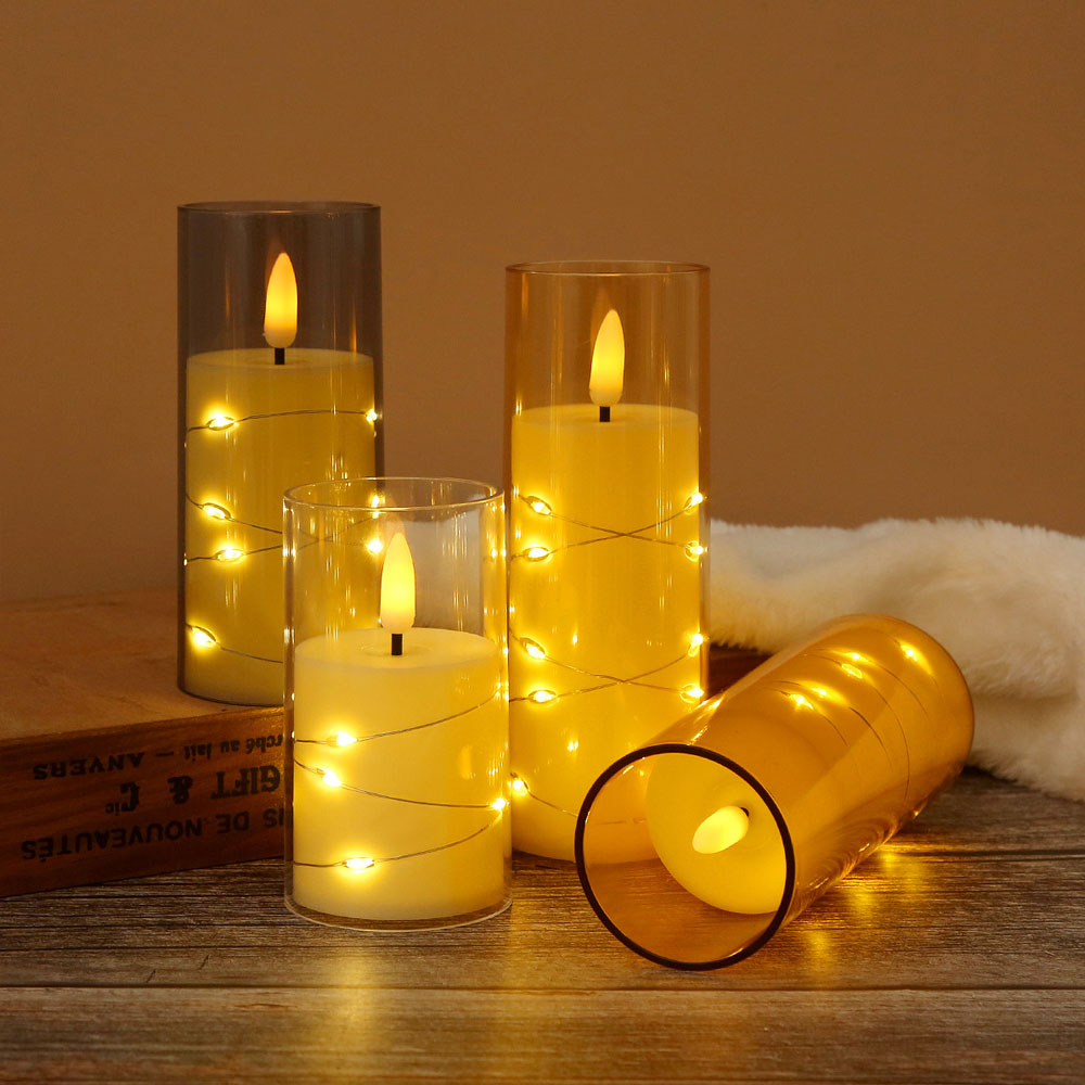 3pcs/set LED Copper Wire Flame - Holiday Candle Set 评论和价格